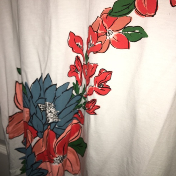 TORY BURCH NWOT AUTHENTIC 100% PIMA COTTON V-NECK FLORAL BLOUSE T-SHIRT - Picture 12 of 16